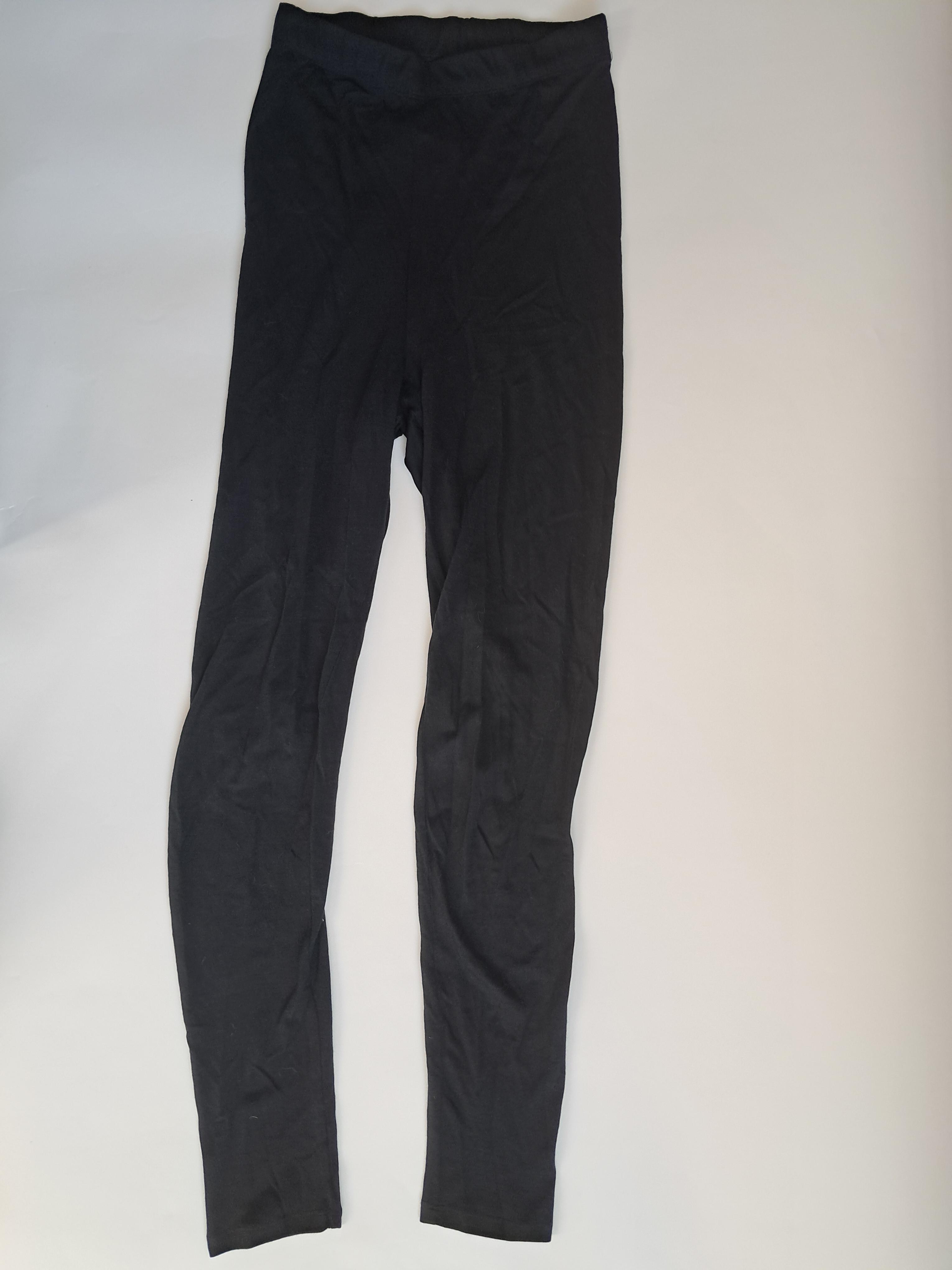 Legginsy cienkie, czarne, 100% merino, rozmiar S