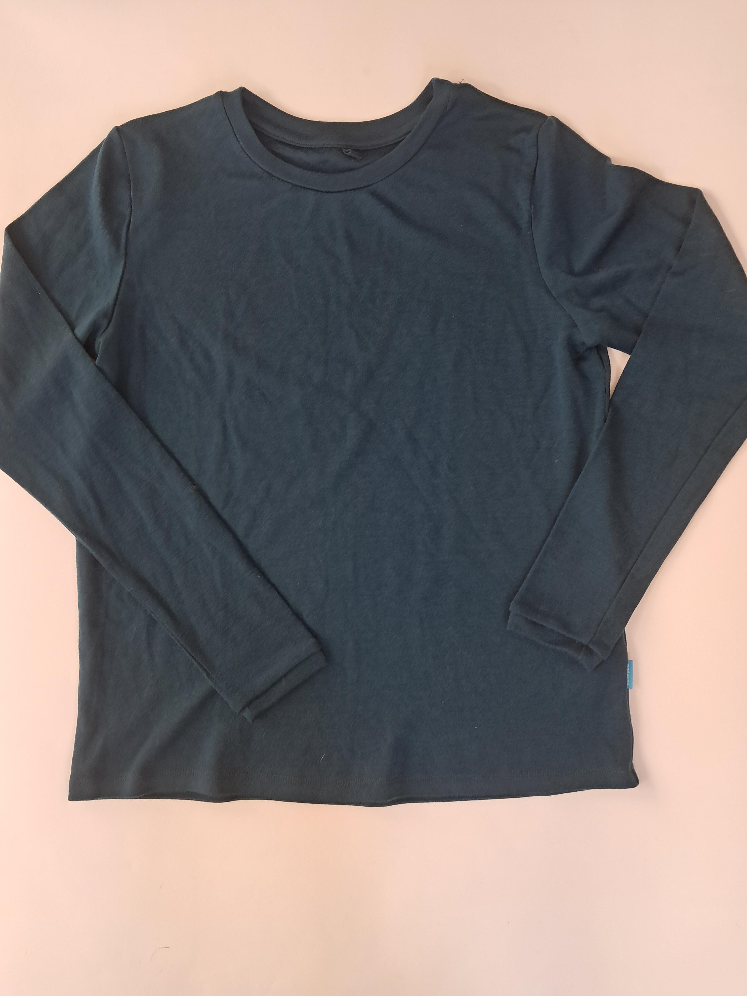 Longsleeve damski, petrol, z dzianiny dresowej, 100% merino, rozmiar M