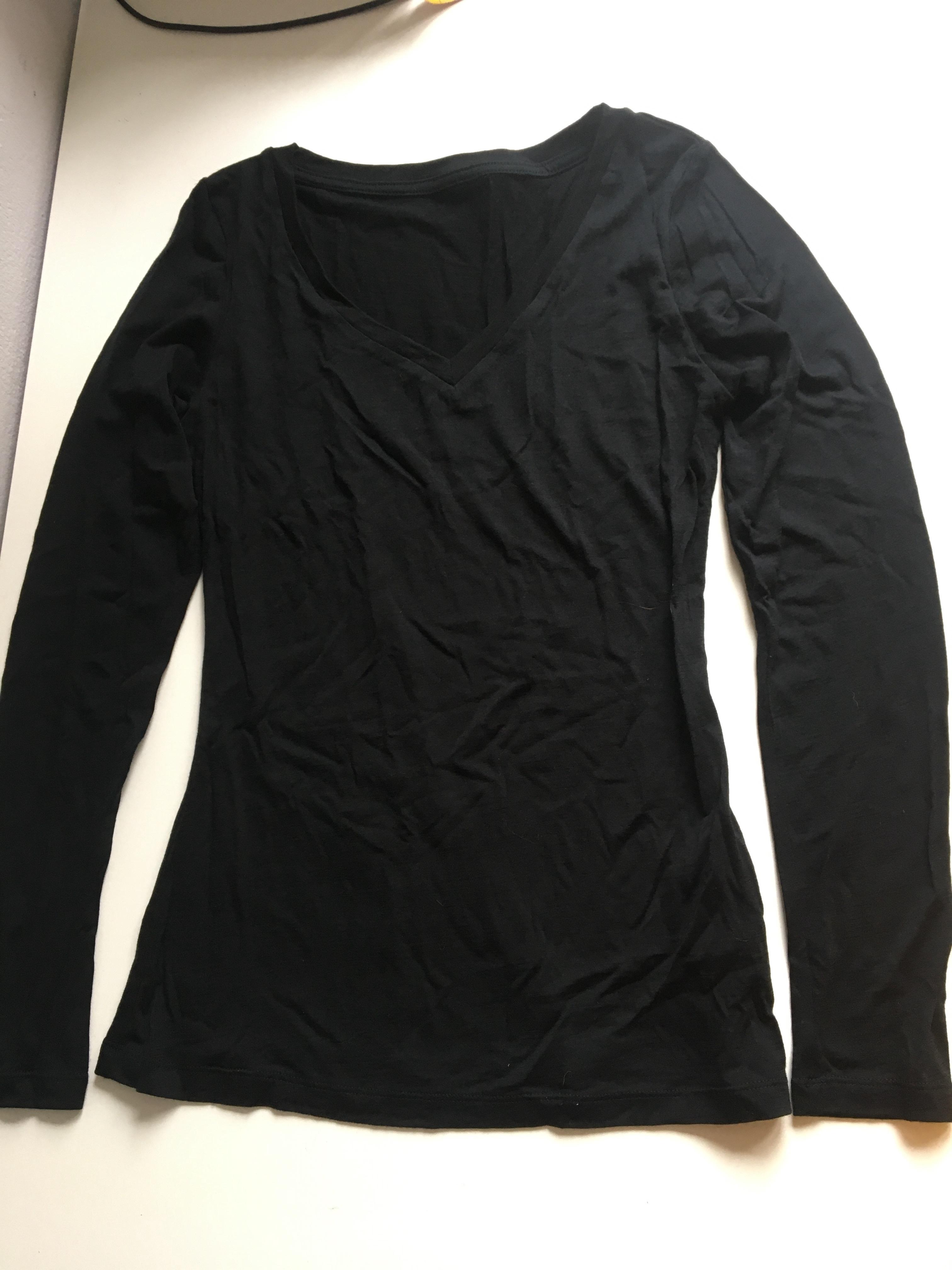 Longsleeve damski, czarny 100% merino