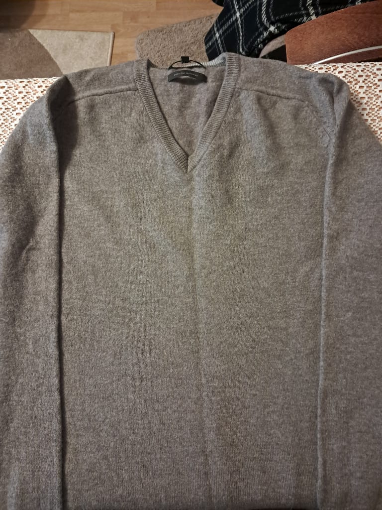 Sweter męski 100% lambswool r.L jasnobrązowy Marks& Spencer 