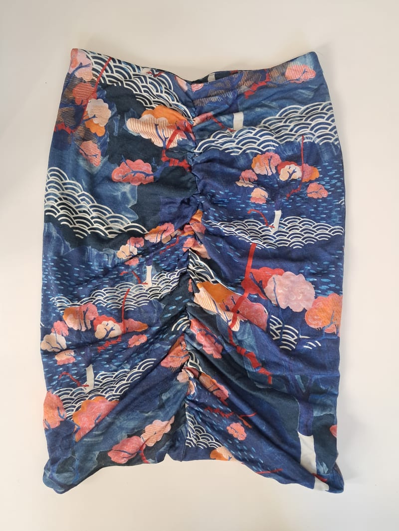 spódnica marszczona, wzór tengoku, rozmiar S, 100% merino